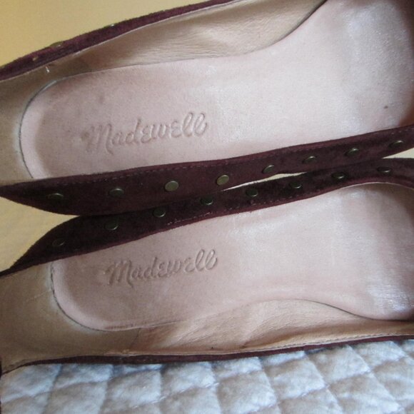 MADEWELL burgundy suede studded ankle strap block heel shoe – Sz 6 - Picture 7 of 8